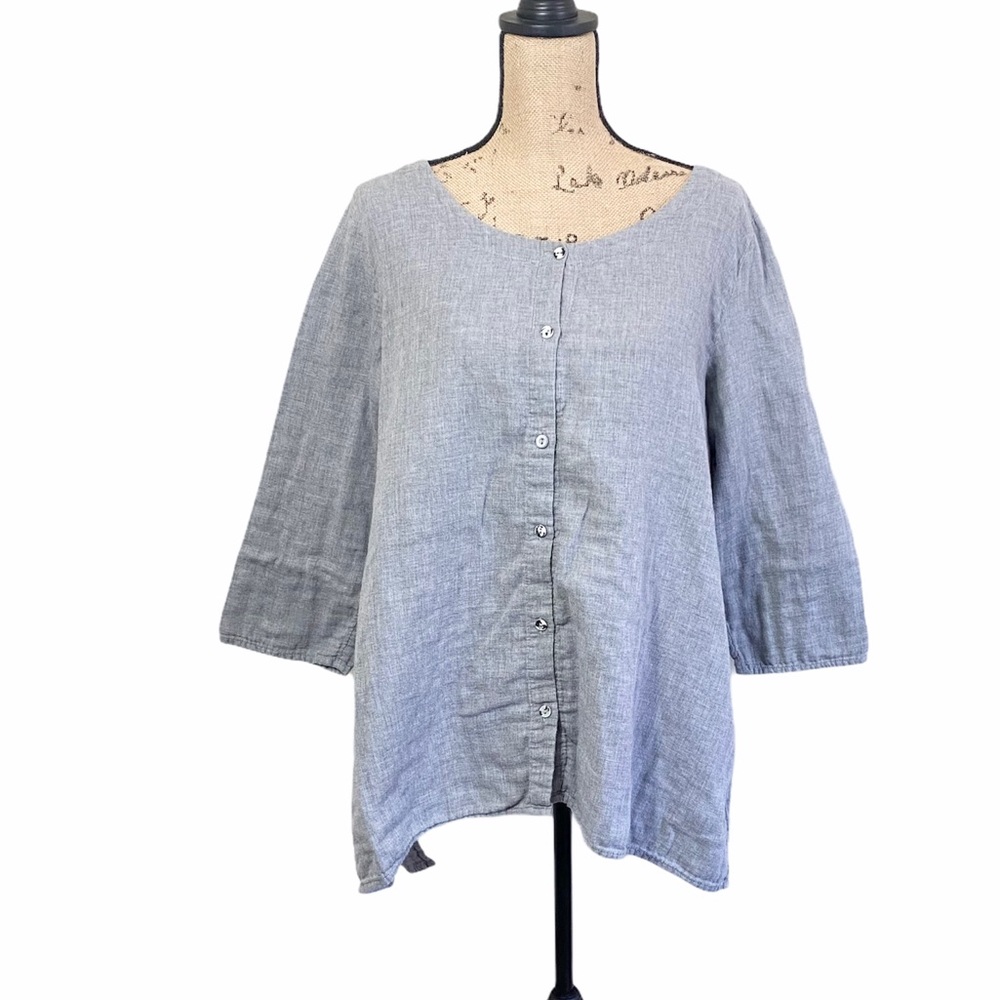 J. Jill gray 100% cotton button down tunic shirt